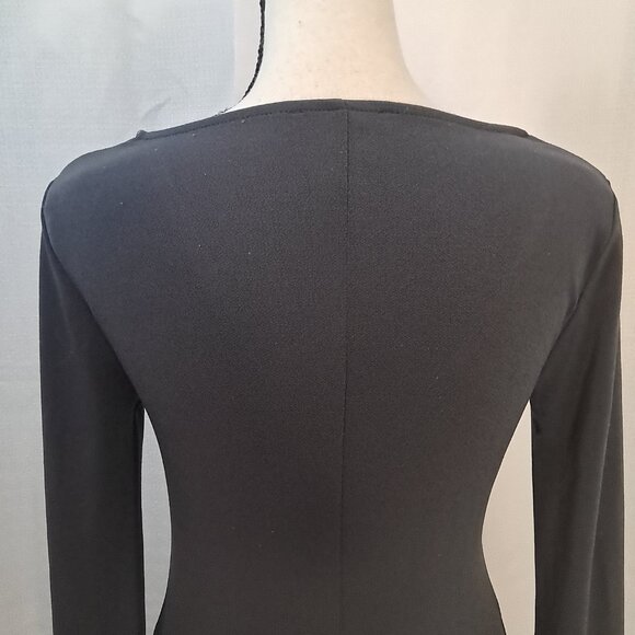 Forever 21 Flare Bell Sleeve Deep V Neckline Gray Bodycon Cocktail Dress Sz S - Picture 9 of 12